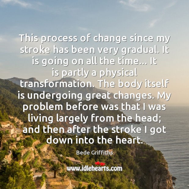 This process of change since my stroke has been very gradual. It Bede Griffiths Picture Quote
