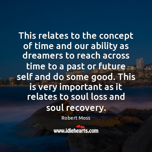 This relates to the concept of time and our ability as dreamers Robert Moss Picture Quote