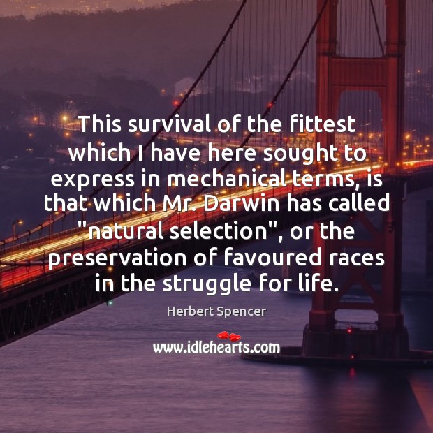 This survival of the fittest which I have here sought to express Herbert Spencer Picture Quote