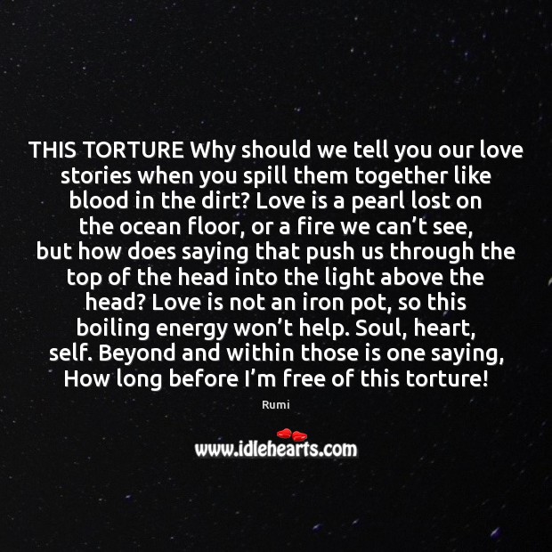 THIS TORTURE Why should we tell you our love stories when you Rumi Picture Quote