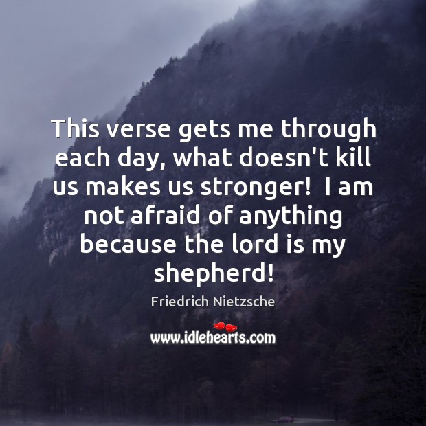 This verse gets me through each day, what doesn’t kill us makes Friedrich Nietzsche Picture Quote