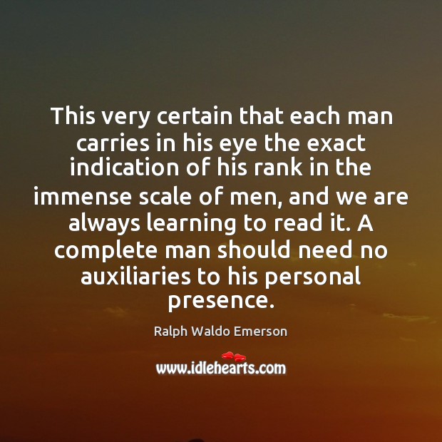 This very certain that each man carries in his eye the exact Image
