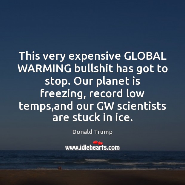 This very expensive GLOBAL WARMING bullshit has got to stop. Our planet Donald Trump Picture Quote
