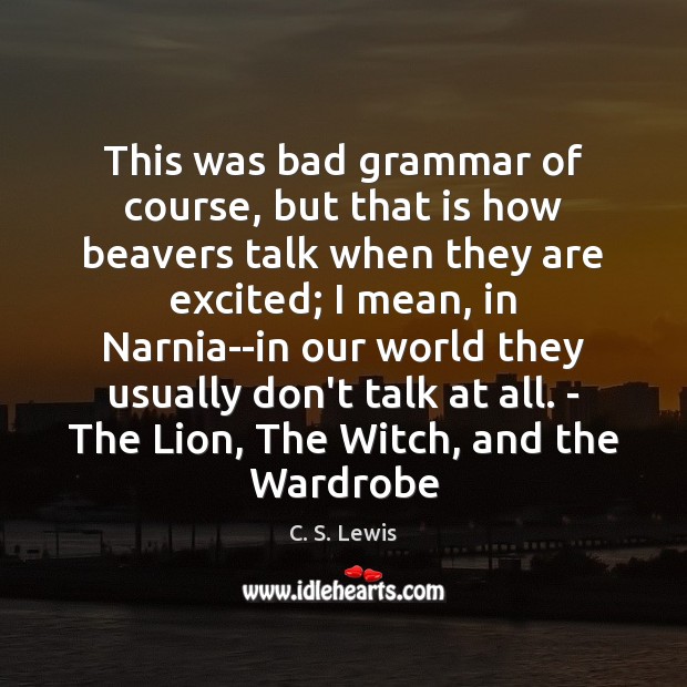 This was bad grammar of course, but that is how beavers talk Image