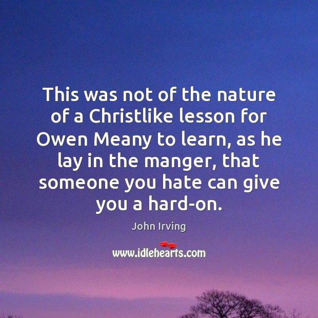 This was not of the nature of a Christlike lesson for Owen John Irving Picture Quote