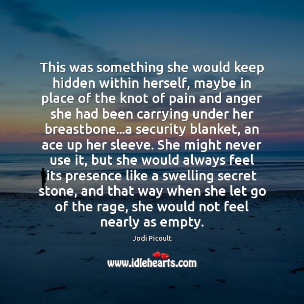 This was something she would keep hidden within herself, maybe in place Jodi Picoult Picture Quote