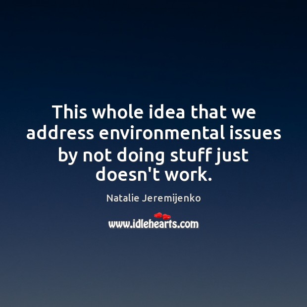 This whole idea that we address environmental issues by not doing stuff just doesn’t work. Natalie Jeremijenko Picture Quote