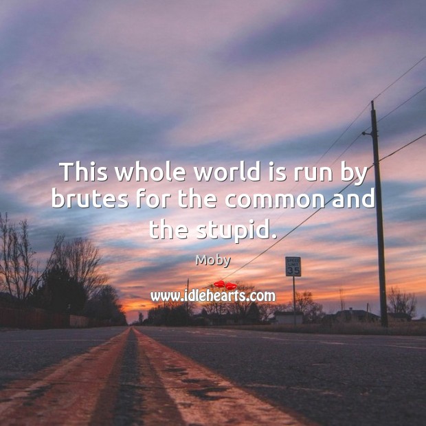 This whole world is run by brutes for the common and the stupid. Moby Picture Quote