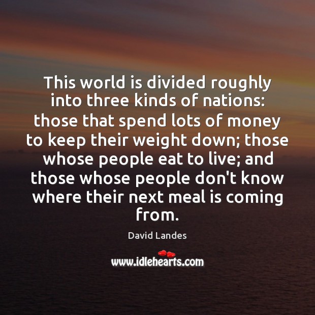 This world is divided roughly into three kinds of nations: those that David Landes Picture Quote