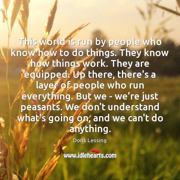 This world is run by people who know how to do things. Doris Lessing Picture Quote