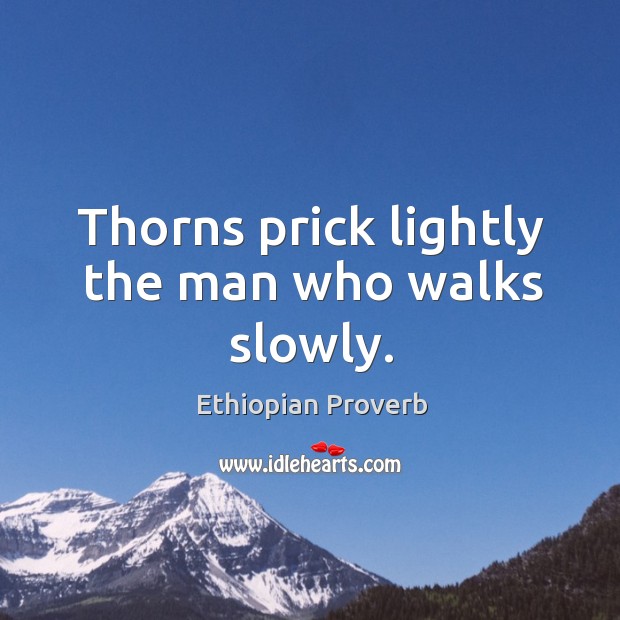 Thorns prick lightly the man who walks slowly. Image