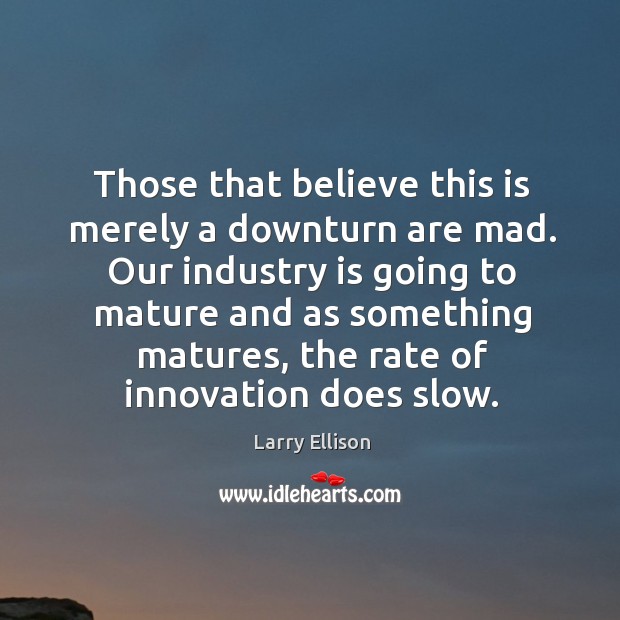 Those that believe this is merely a downturn are mad. Our industry Larry Ellison Picture Quote