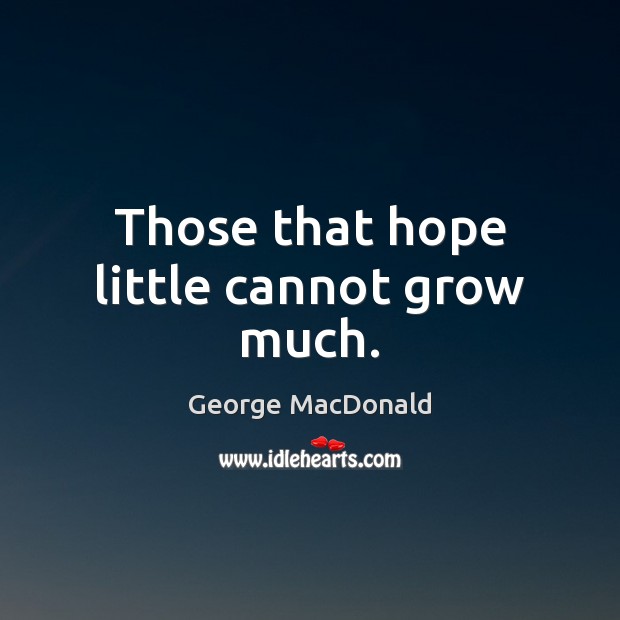 Those that hope little cannot grow much. Image