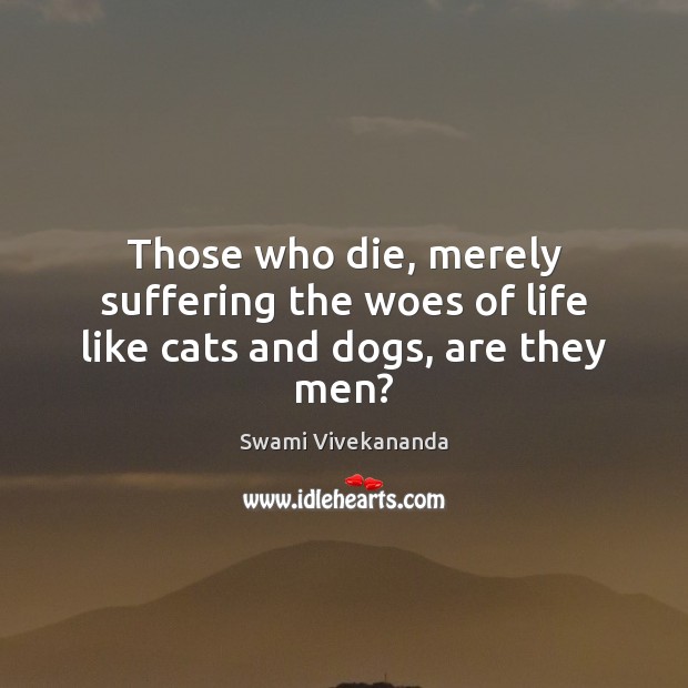 Those who die, merely suffering the woes of life like cats and dogs, are they men? Image