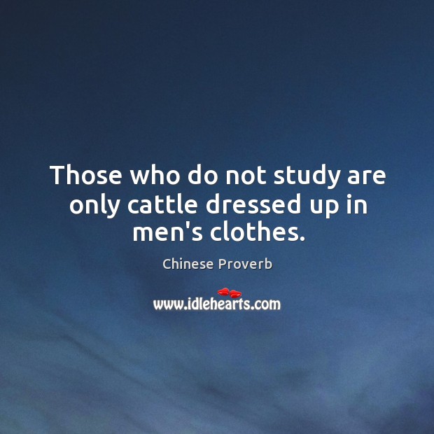 Those who do not study are only cattle dressed up in men’s clothes. Chinese Proverbs Image