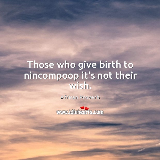 Those who give birth to nincompoop it’s not their wish. Image