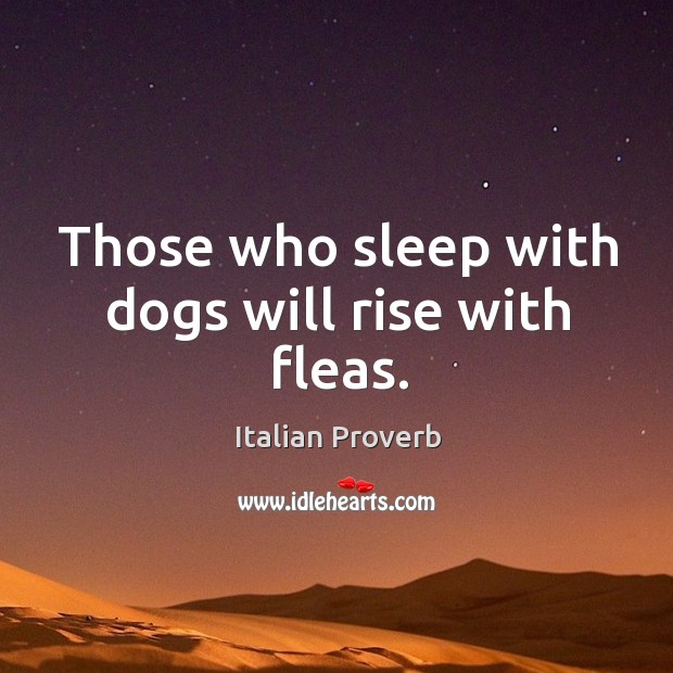Those who sleep with dogs will rise with fleas. Image
