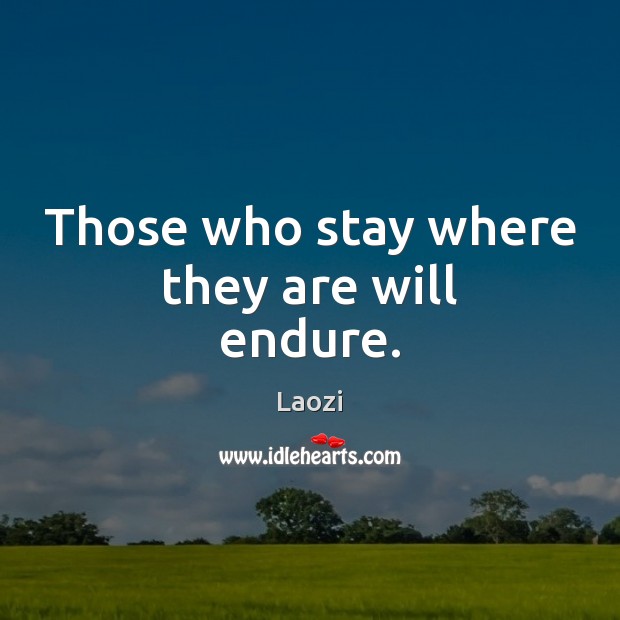 Those who stay where they are will endure. Laozi Picture Quote