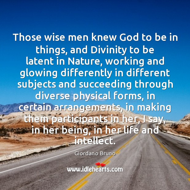 Those wise men knew God to be in things, and Divinity to Image