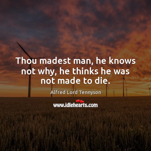Thou madest man, he knows not why, he thinks he was not made to die. Alfred Lord Tennyson Picture Quote