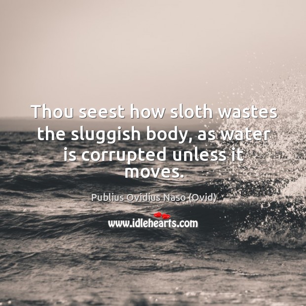 Thou seest how sloth wastes the sluggish body, as water is corrupted unless it moves. Water Quotes Image