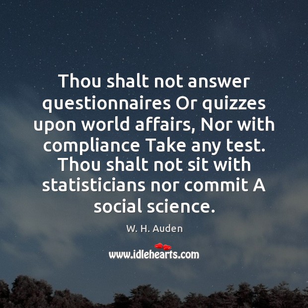 Thou shalt not answer questionnaires Or quizzes upon world affairs, Nor with W. H. Auden Picture Quote