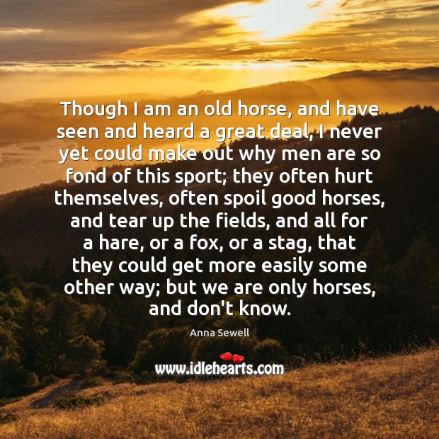 Though I am an old horse, and have seen and heard a Anna Sewell Picture Quote
