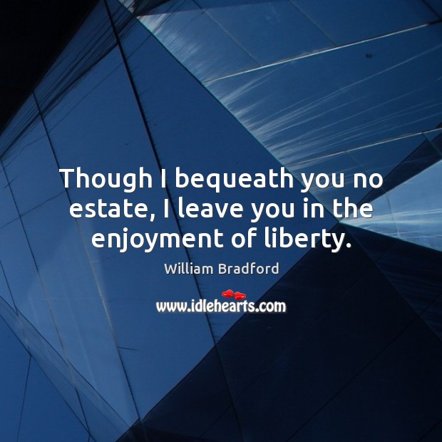 Though I bequeath you no estate, I leave you in the enjoyment of liberty. William Bradford Picture Quote
