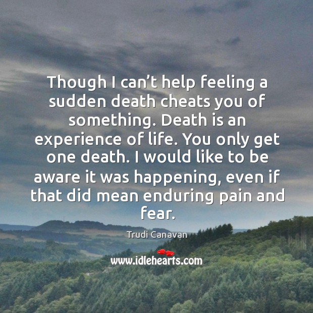 Though I can’t help feeling a sudden death cheats you of Trudi Canavan Picture Quote