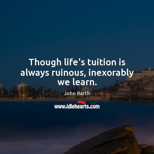 Though life’s tuition is always ruinous, inexorably we learn. Image