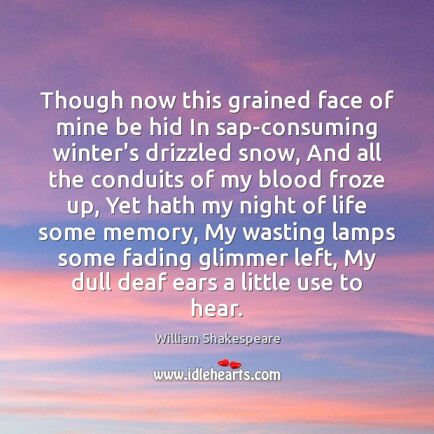 Though now this grained face of mine be hid In sap-consuming winter’s Image