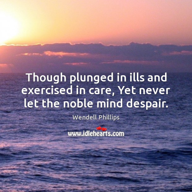 Though plunged in ills and exercised in care, Yet never let the noble mind despair. Wendell Phillips Picture Quote