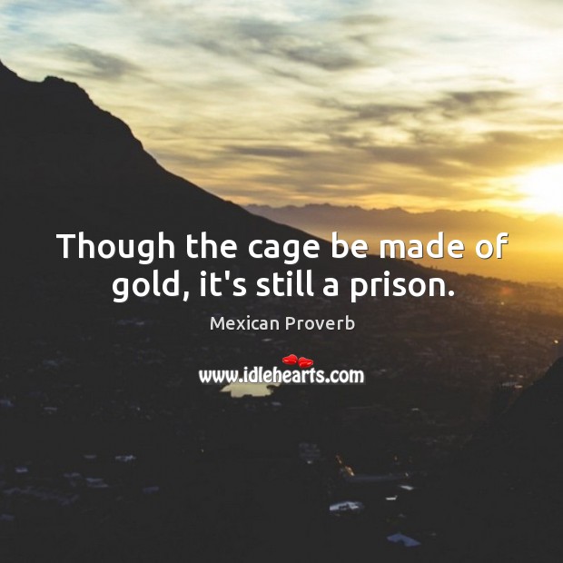 Though the cage be made of gold, it’s still a prison. Image