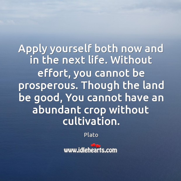 Though the land be good, you cannot have an abundant crop without cultivation. Plato Picture Quote