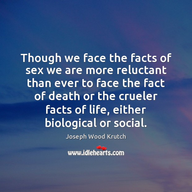Though we face the facts of sex we are more reluctant than Joseph Wood Krutch Picture Quote