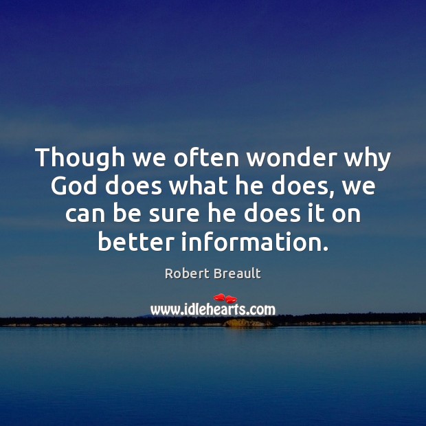 Though we often wonder why God does what he does, we can Robert Breault Picture Quote