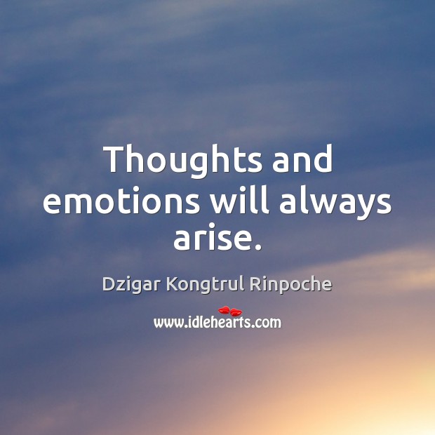 Thoughts and emotions will always arise. Dzigar Kongtrul Rinpoche Picture Quote