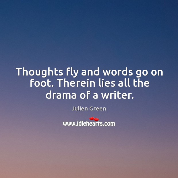 Thoughts fly and words go on foot. Therein lies all the drama of a writer. Image
