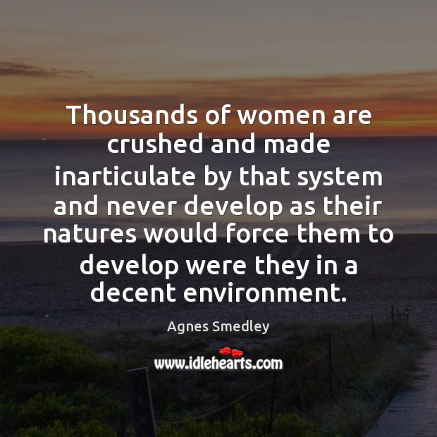 Thousands of women are crushed and made inarticulate by that system and Environment Quotes Image