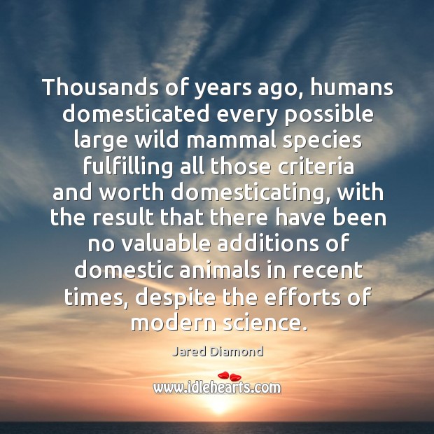 Thousands of years ago, humans domesticated every possible large wild mammal species Jared Diamond Picture Quote