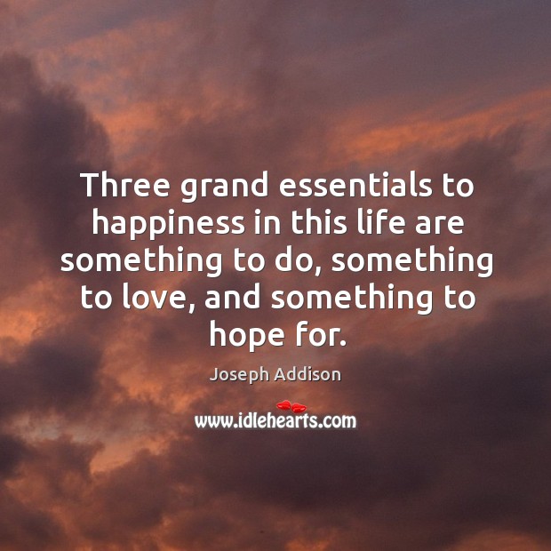 Three grand essentials to happiness in this life are something to do, something to love Image
