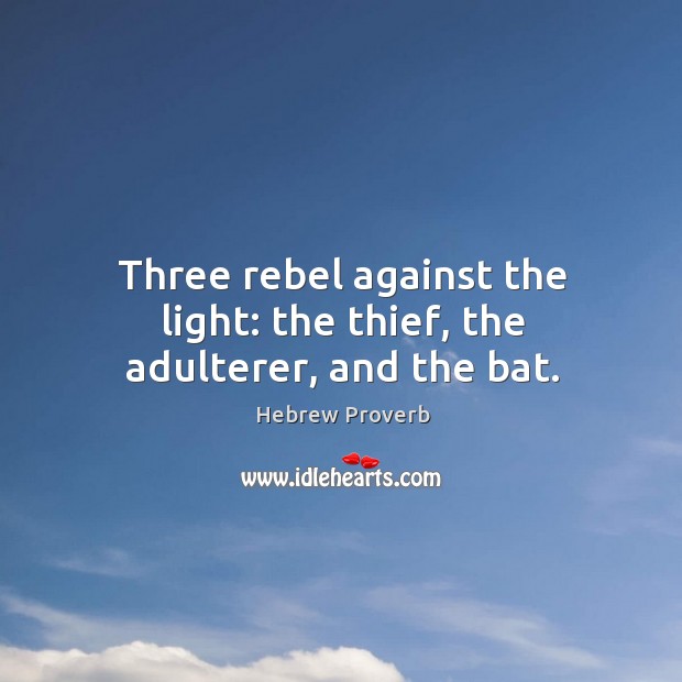 Three rebel against the light: the thief, the adulterer, and the bat. Hebrew Proverbs Image