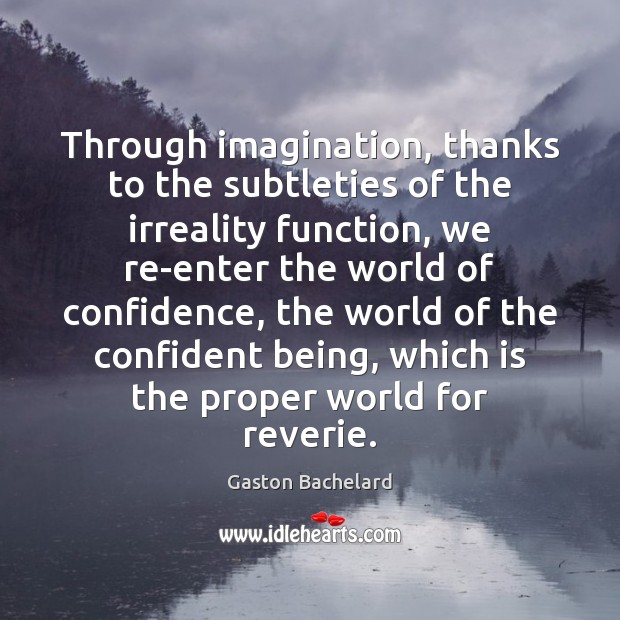 Through imagination, thanks to the subtleties of the irreality function, we re-enter Gaston Bachelard Picture Quote