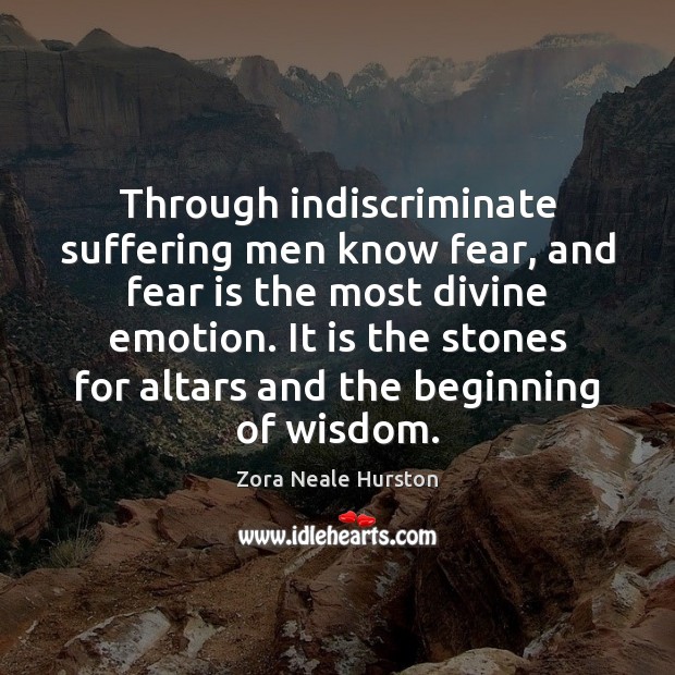 Through indiscriminate suffering men know fear, and fear is the most divine Image