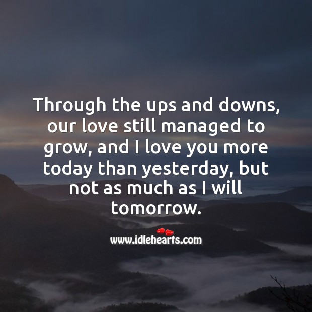 Through the ups and downs, our love still managed to grow. I Love You Quotes Image