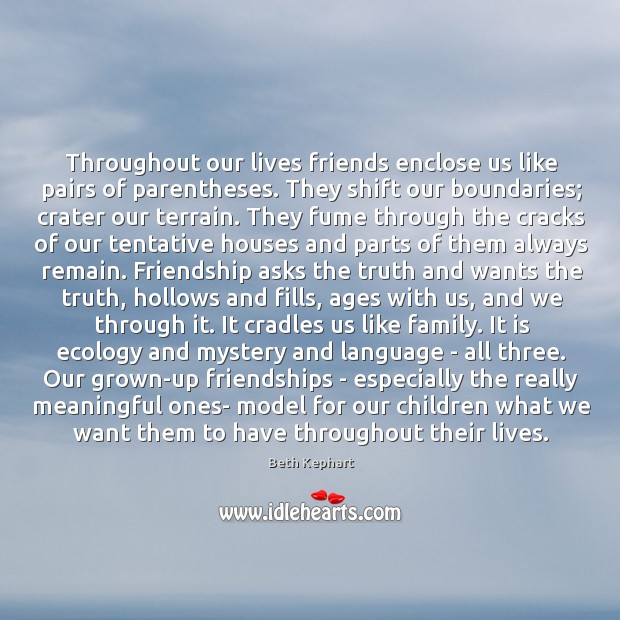 Throughout our lives friends enclose us like pairs of parentheses. They shift Beth Kephart Picture Quote