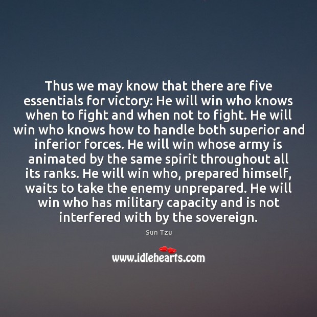 Thus we may know that there are five essentials for victory: He Image