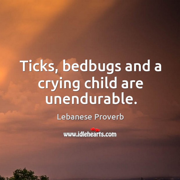 Ticks, bedbugs and a crying child are unendurable. Lebanese Proverbs Image