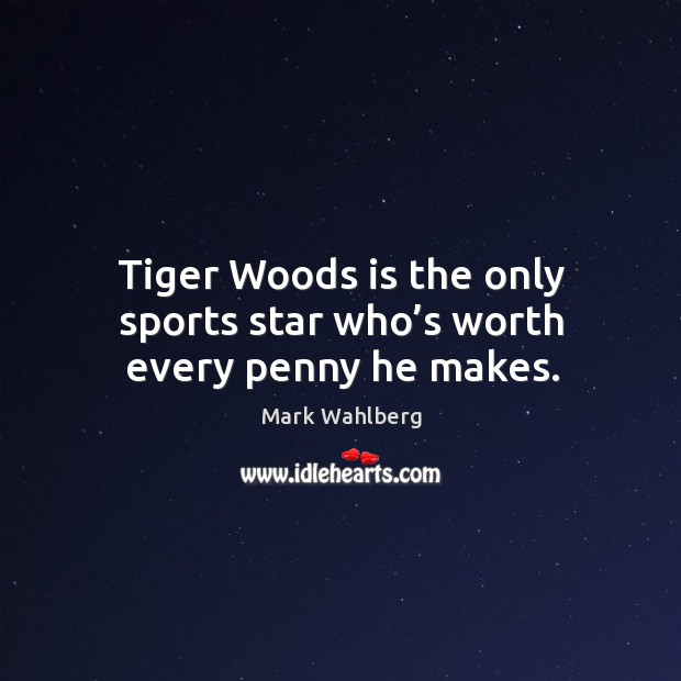 Tiger woods is the only sports star who’s worth every penny he makes. Mark Wahlberg Picture Quote