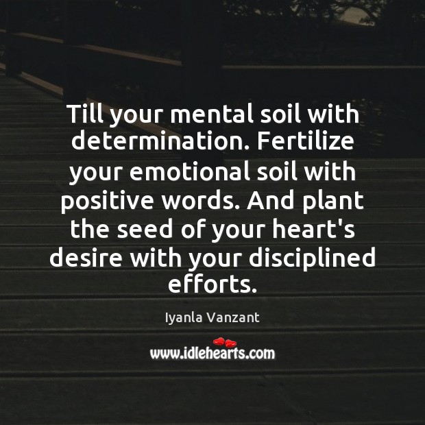 Till your mental soil with determination. Fertilize your emotional soil with positive Iyanla Vanzant Picture Quote